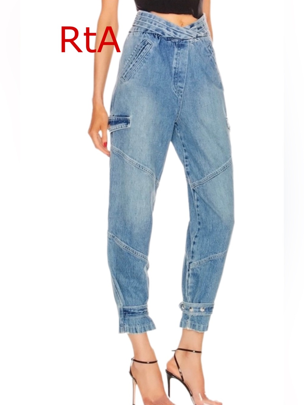 RtA DALLAS TAPERED PANT Stylish Blue Ankle Jeans 
High-Rise Skinny Leg Jeans
